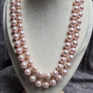 Double-Strand Pink Faux Pearl Necklace — Elegant Women’s Jewelry